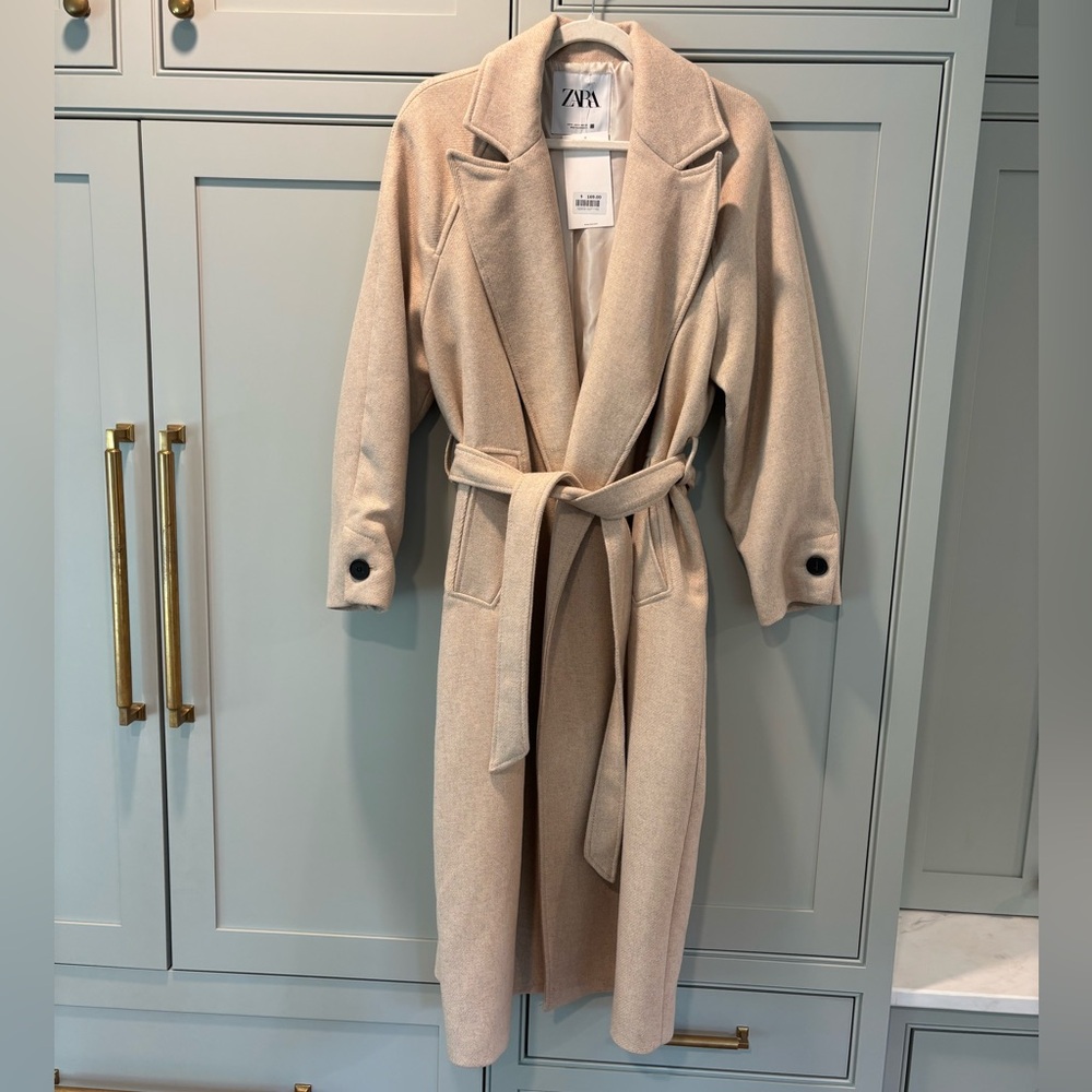 Zara wool wrap coat size small NWT